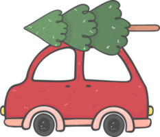 lindo coche de navidad dibujos animados doodle dibujado a mano png