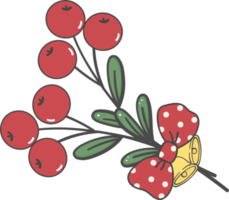 bunch of Christmas Mistletoe with bow doodle hand drawn png