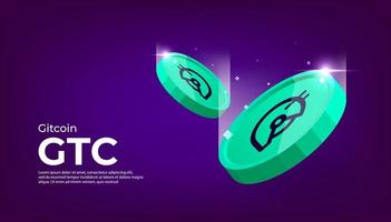 Fondo de banner de concepto de criptomoneda de moneda gitcoin gtc. vector