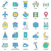 25 conjunto de iconos de color plano de mezcla de concepto de negocio vector