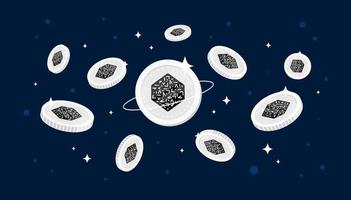 Numeraire coins falling from the sky. NMR cryptocurrency concept banner background. vector