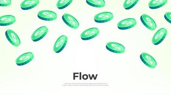 Flow coin falling from the sky. Flow cryptocurrency concept banner background. vector