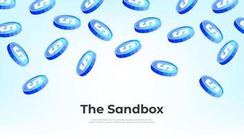 The Sandbox coin falling from the sky. SAND cryptocurrency concept banner background. vector