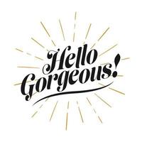 Hello Gorgeous, Hand drawn lettering banner. Conceptual handwritten typography phrase Home and Family T-shirt hand lettered calligraphic design. vector