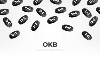 OKB coin falling from the sky. OKB cryptocurrency concept banner background. vector