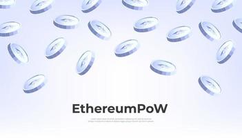 EthereumPoW coin falling from the sky. ETHW cryptocurrency concept banner background. vector