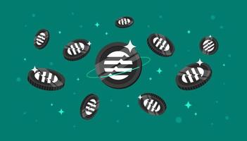 Aptos coins falling from the sky. APT cryptocurrency concept banner background. vector