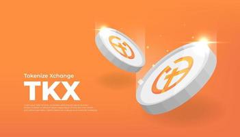 Tokenize Xchange TKX coin cryptocurrency concept banner background. vector