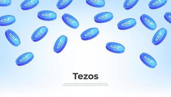 Tezos coin falling from the sky. XTZ cryptocurrency concept banner background. vector