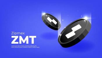 Zipmex ZMT coin crypto currency themed banner. ZMT icon on modern black color background. vector