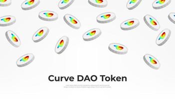 Curve DAO Token coin falling from the sky. CRV cryptocurrency concept banner background. vector