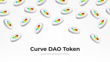 Curve DAO Token coin falling from the sky. CRV cryptocurrency concept banner background. vector