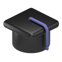 chapeau de graduation noir icône 3d png