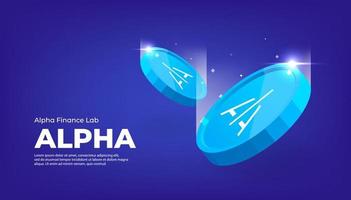 Alpha Finance Lab coin cryptocurrency concept banner background. vector