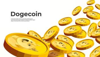 Fondo de banner de concepto de criptomoneda dogecoin doge. vector