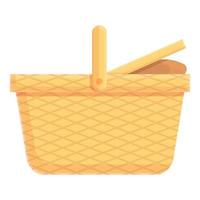 Outdoor picnic basket icon, cartoon and flat style vector