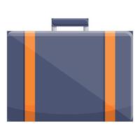 First class suitcase icon, cartoon style vector
