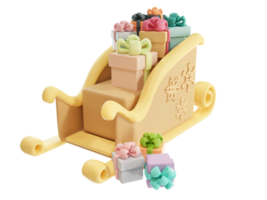 Christmas sleigh with gifts 3D illustration png