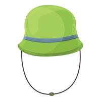 Camping panama hat icon, cartoon style vector