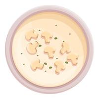 vector de dibujos animados de icono de crema de sopa de champiñones. comida caliente