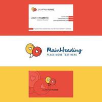 Beautiful Love balloons Logo and business card vertical Design Vector