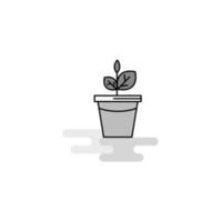 Plant pot Web Icon Flat Line Filled Gray Icon Vector