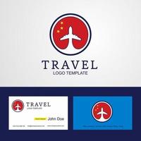 Travel China Creative Circle flag Logo and Business card design vector