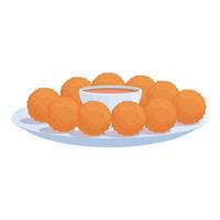 vector de dibujos animados de icono de bolas de carne holandesas. comida a bordo