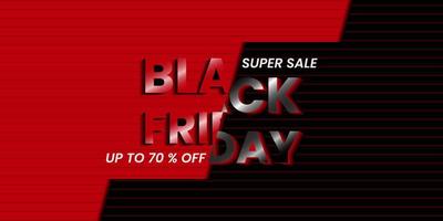 Black Friday banner design with red, black and white typography and horizontal lines pattern. text effect, modern and minimal style. suitable for flyer, promotion, advertising, web, social and ads vector