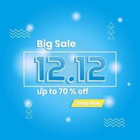 big sale 12 12 promotion design template. with text effect and blue background. modern, minimal and simple style. blue and white. use for flyer, banner, promotion, advertising, web, social and ads vector