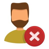 Delete human user icon, cartoon style vector