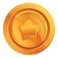 Ranking gold coin icon, cartoon style vector