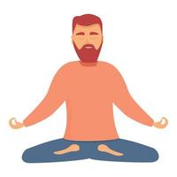 Hipster meditation icon cartoon vector. Happy calm vector