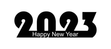 feliz año nuevo 2023 en fuente negra aislada sobre fondo blanco. ilustración de saludo de feliz año nuevo simple y editable. ilustración vectorial en formato eps10 vector