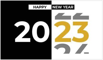 New Year's Eve from 2022 to 2023 in black, white and gold. Simple and editable happy new year greeting illustration. Vector illustration in eps10 format