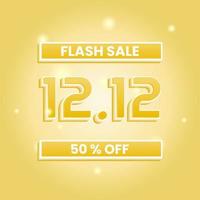 flash sale 12 12  design template. gold background and text effect. modern, minimal and simple style. use for flyer, banner, promotion, advertising, web, social and ads vector