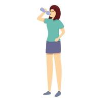 Girl drink water icon cartoon vector. Woman sport vector