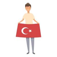 Girl with Turkey flag icon cartoon vector. World kid vector