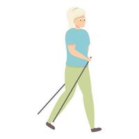 granny deporte caminar icono vector de dibujos animados. viaje senior