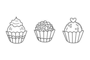 Doodle chocolate candy set vector