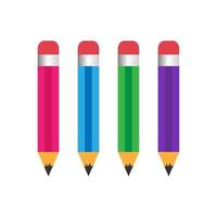 Pencil icon vector with four color variations. Pencil Icon flat vector illustration for mobile user interface