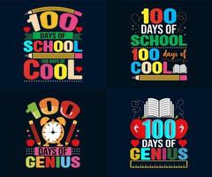 100 days of school t shirt Design Bundle, Unique And Colorful 100 days School T-Shirt Design Set vector