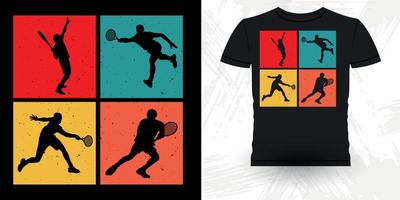 hombres mujeres tenista profesional divertido retro vintage tenis camiseta diseño vector