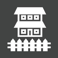 House with Fence Glyph Inverted Icon vector