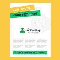 Money bag Title Page Design for Company profile annual report presentations leaflet Brochure Vector Background