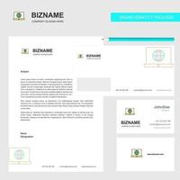 Internet on Laptop Business Letterhead Envelope and visiting Card Design vector template