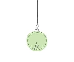 Christmas tree toy hand-drawn in the style of one line art, minimalism vector