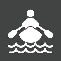 Rowing Person Glyph Inverted Icon vector