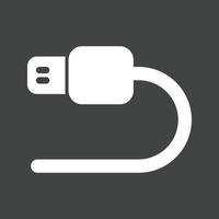 USB Cable Glyph Inverted Icon vector