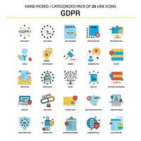 GDPR Flat Line Icon Set Business Concept Icons Design vector